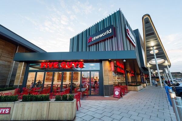 exterior of five guys, whiteley.