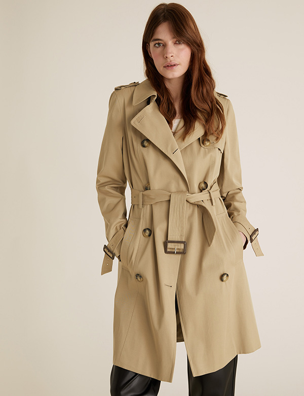Woman wearing trench coat from M&S